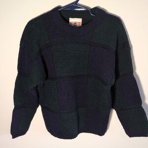 Vintage Cadet Club Sweater Size 5 Green Blue Toddler Boys Crew Neck Knit Cute